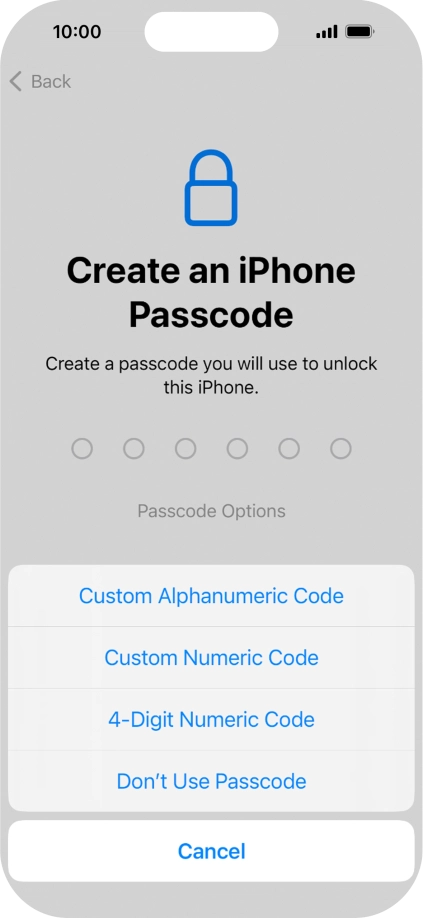 Follow the instructions on the screen to turn on use of phone lock code or press Don't Use Passcode. Follow the instructions on the screen to turn on use of phone lock code or press Don't Use Passcode.