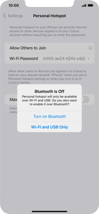 If Wi-Fi is turned on, press Wi-Fi and USB Only.