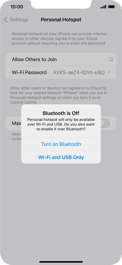 If Wi-Fi is turned on, press Wi-Fi and USB Only.