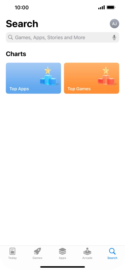 Press the search field and key in the name or subject of the required app.