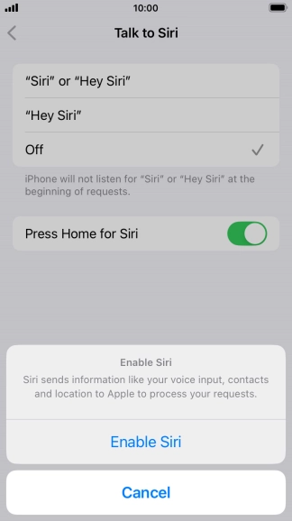 Press Enable Siri.