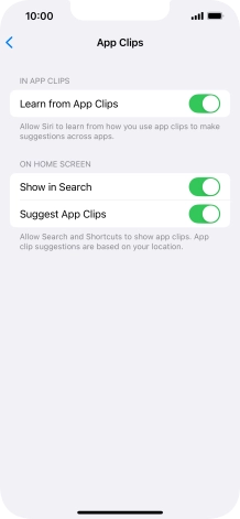 Press the indicators next to the required settings to turn them on or off.