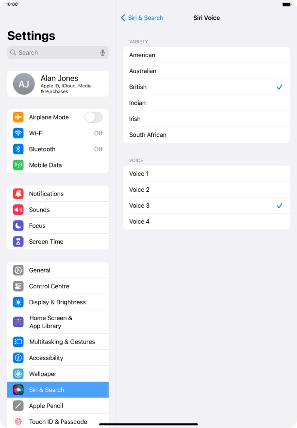 Press the required accent.
