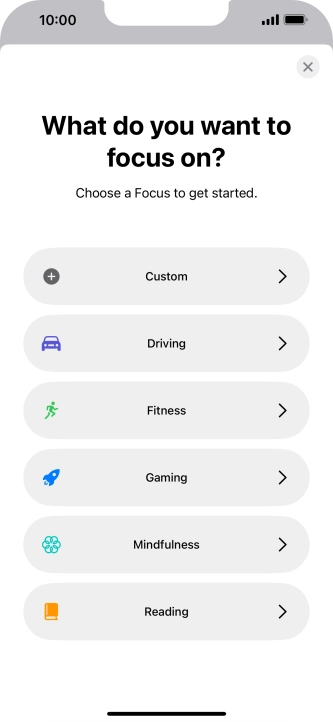 Press the required focus mode and follow the instructions on the screen to add the selected focus mode.