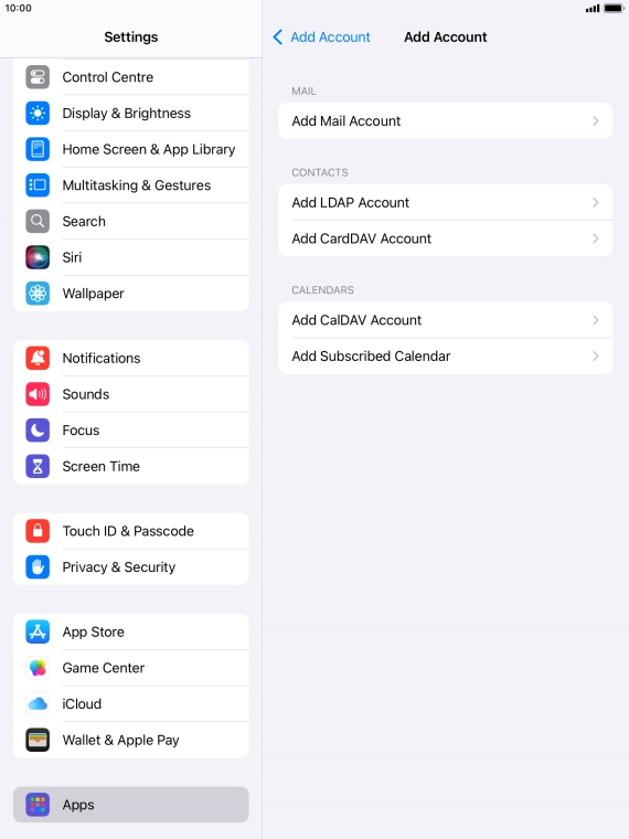 Press Add Mail Account.