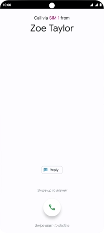 Press and drag the accept call icon upwards.