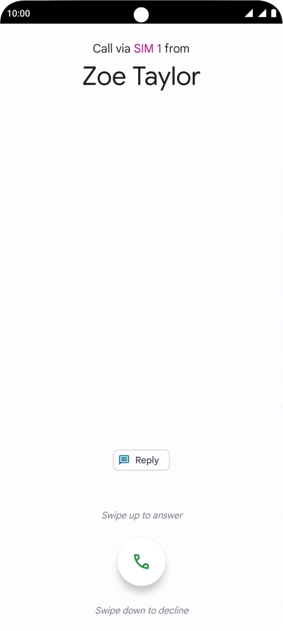 Press and drag the accept call icon upwards.