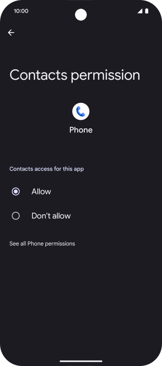 Press the required setting.