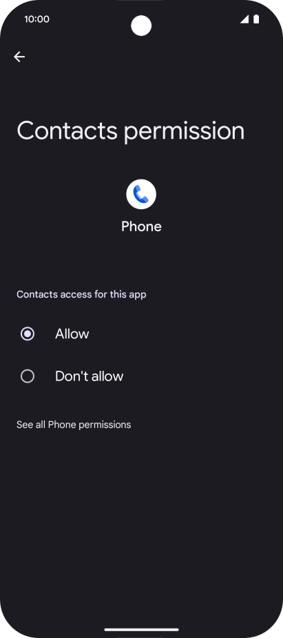 Press the required setting.
