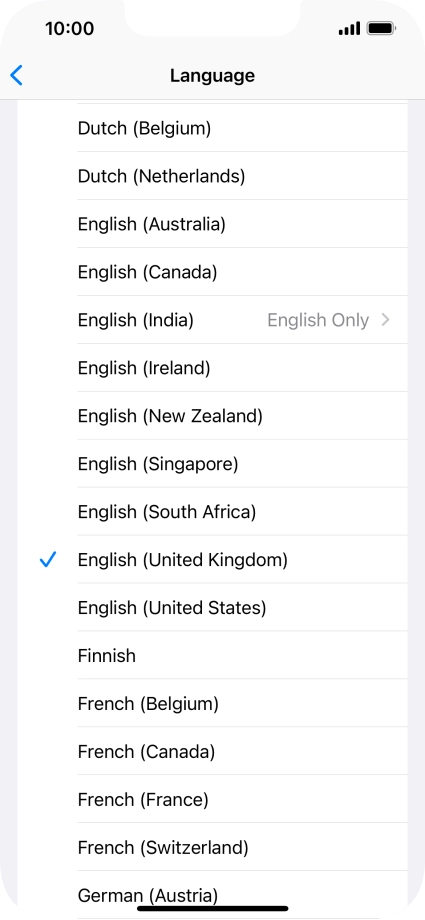 Press the required language.