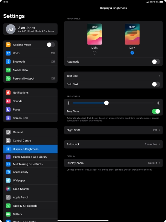 Press the indicator next to 