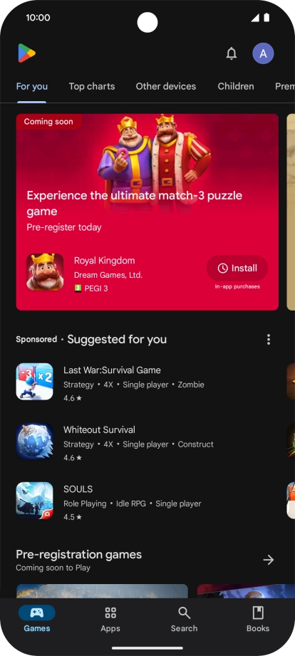 Press the profile icon. Press the profile icon.