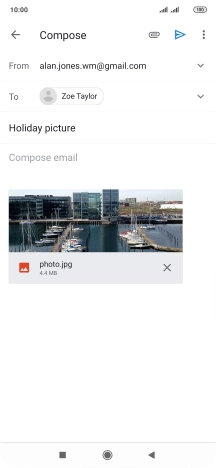 Press the text input field and write the text for your email message.