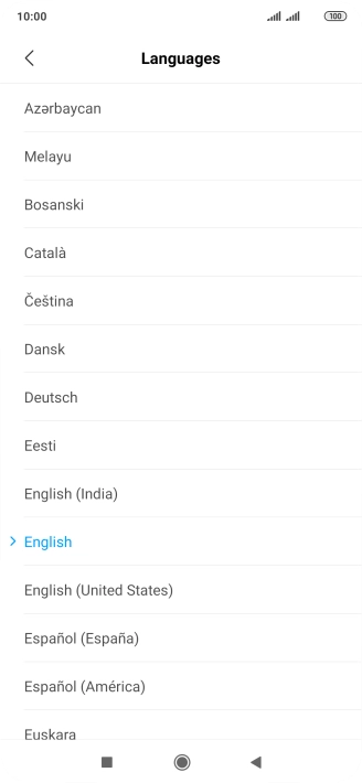 Press the required language.