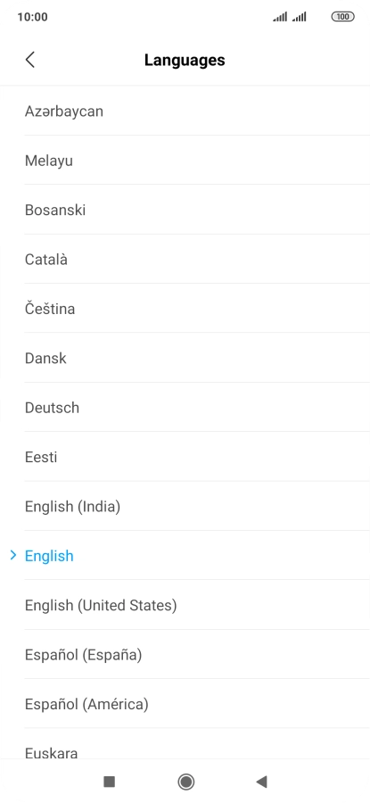 Press the required language.