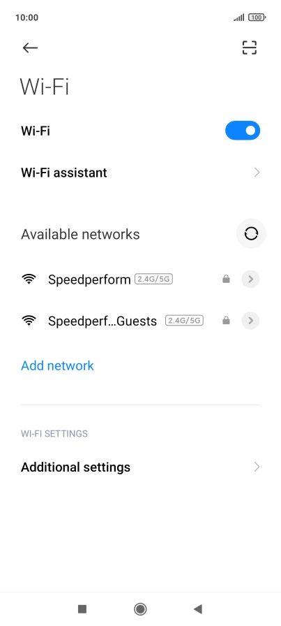 Press the required Wi-Fi network.
