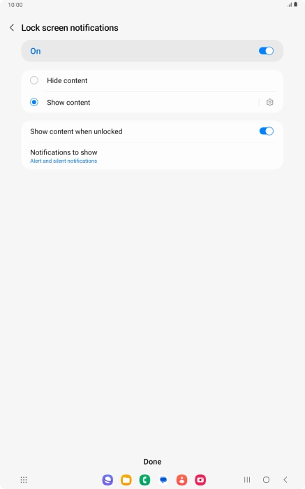 Press the indicators next to the required settings.
