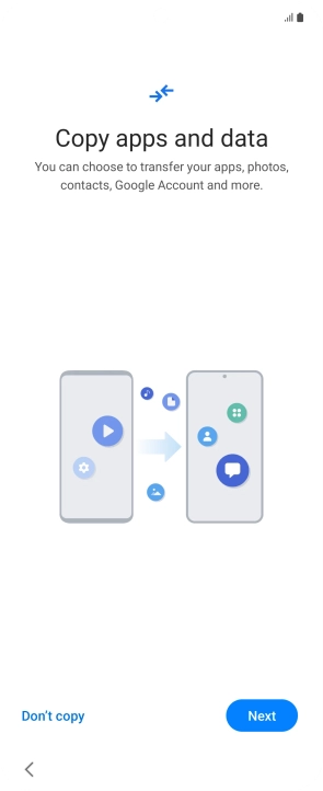 When this screen is displayed, your phone is ready to restore content from a Google One backup. When this screen is displayed, your phone is ready to restore content from a Google One backup.
