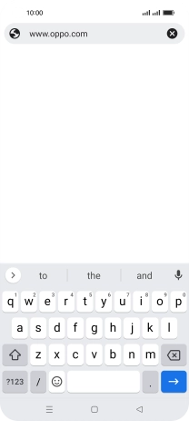 Key in the address of the required web page and press arrow right.