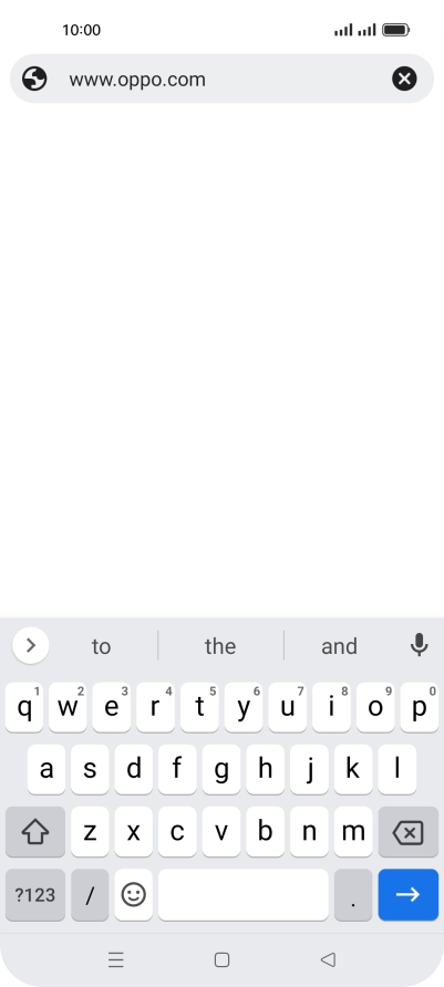 Key in the address of the required web page and press arrow right.