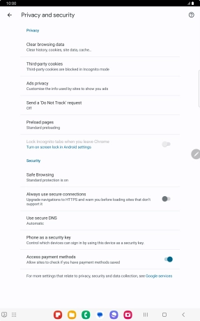 Press Clear browsing data.