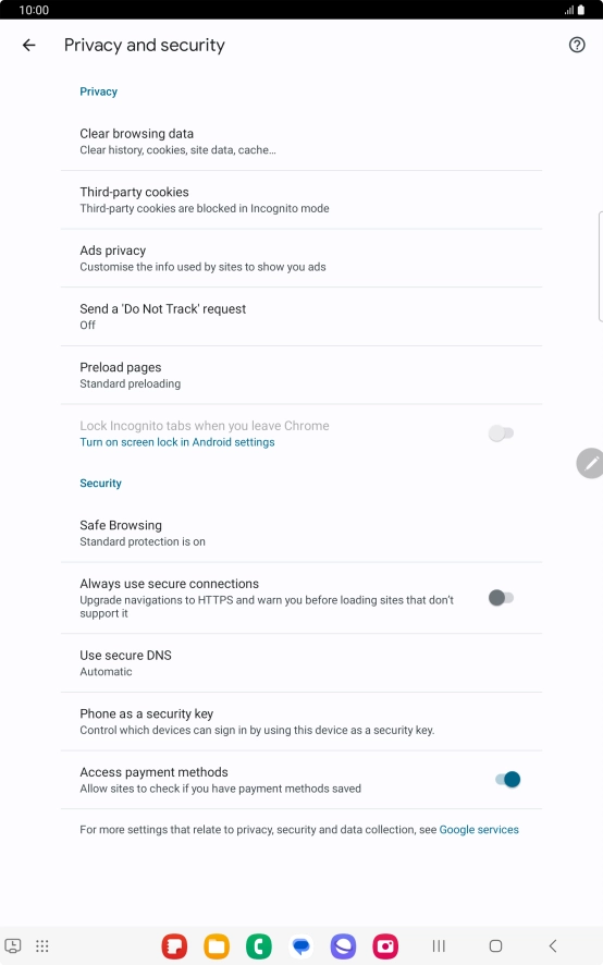 Press Clear browsing data.