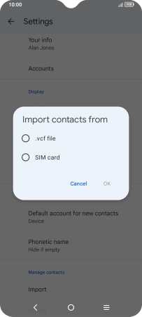 Press the name of the SIM. Press the name of the SIM.