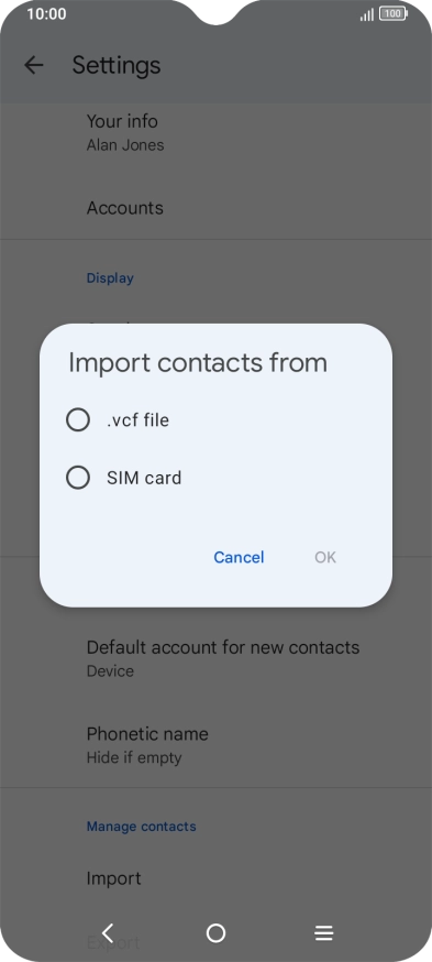 Press the name of the SIM. Press the name of the SIM.