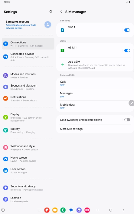 Press the required eSIM.