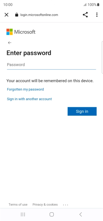 Press Password and key in the password for your email account.