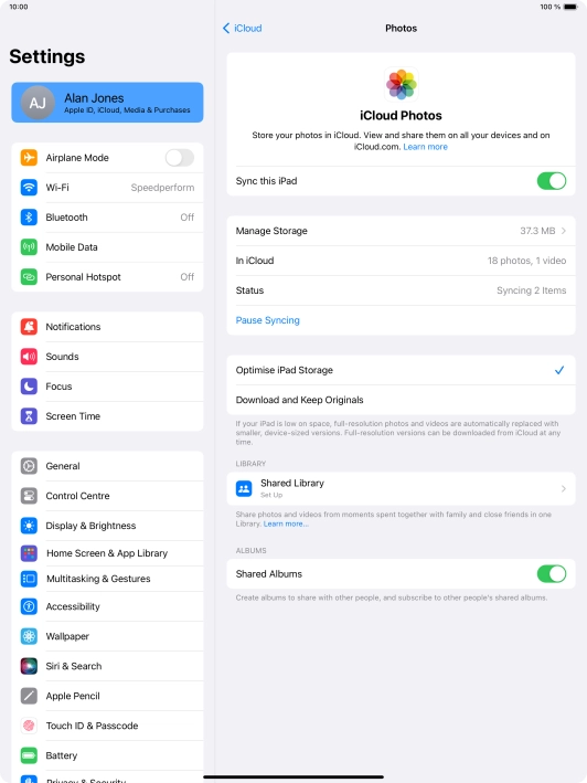 Press the indicator next to 