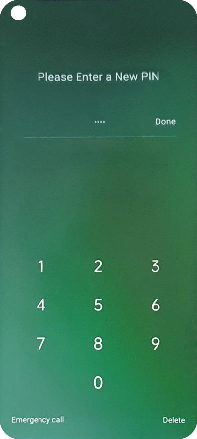 Key in a new four-digit PIN and press Done.