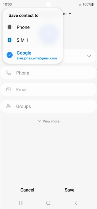 Press the required Google account. Press the required Google account.