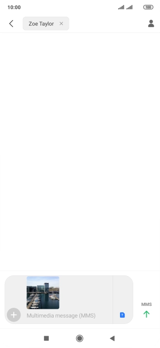 Press the text input field and write the text for your picture message.