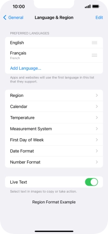To subsequently select another language as the default language, press the move icon next to the required language and drag it to the top of the list.