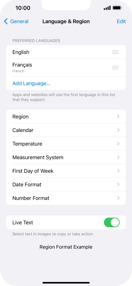 To subsequently select another language as the default language, press the move icon next to the required language and drag it to the top of the list.