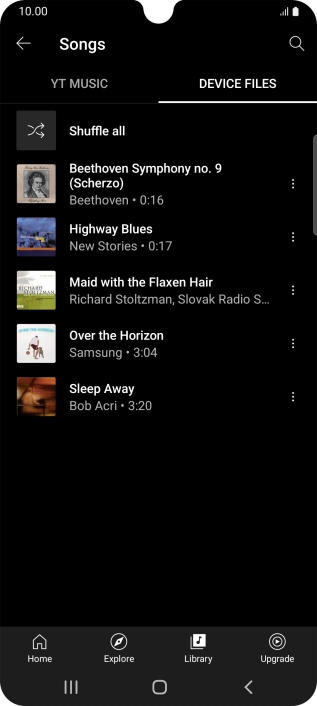 Press the required audio file.