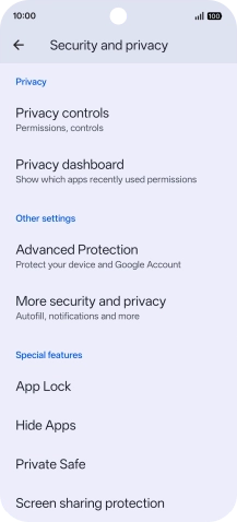 Press More security and privacy.
