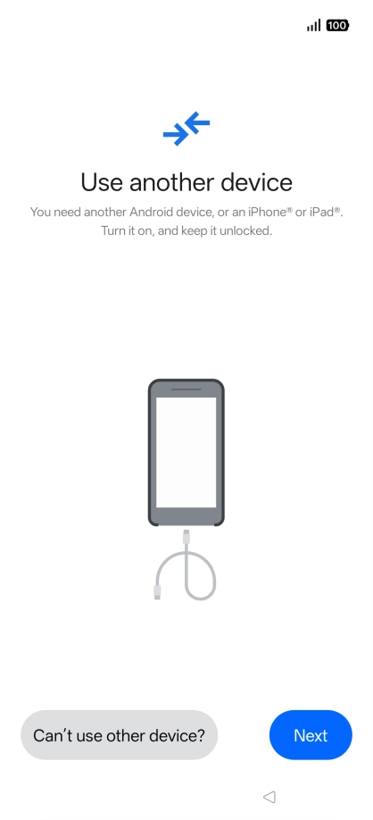 Press Can't use other device?.