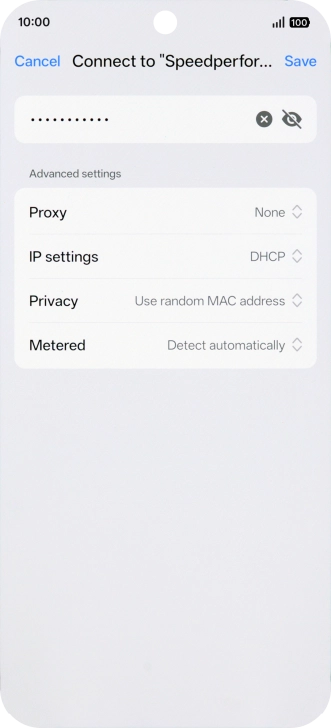 Key in the password for the Wi-Fi network and press Save.