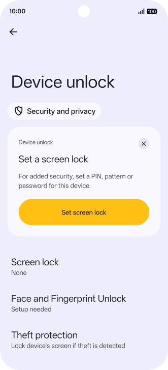 Press Face and Fingerprint Unlock.