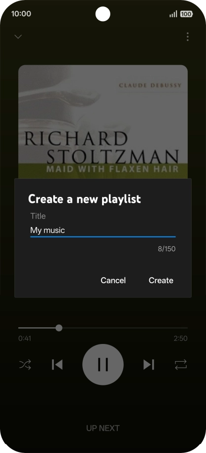Key in a name for the playlist and press Create.