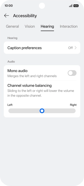 Press Hearing and follow the instructions on the screen to select the required settings.