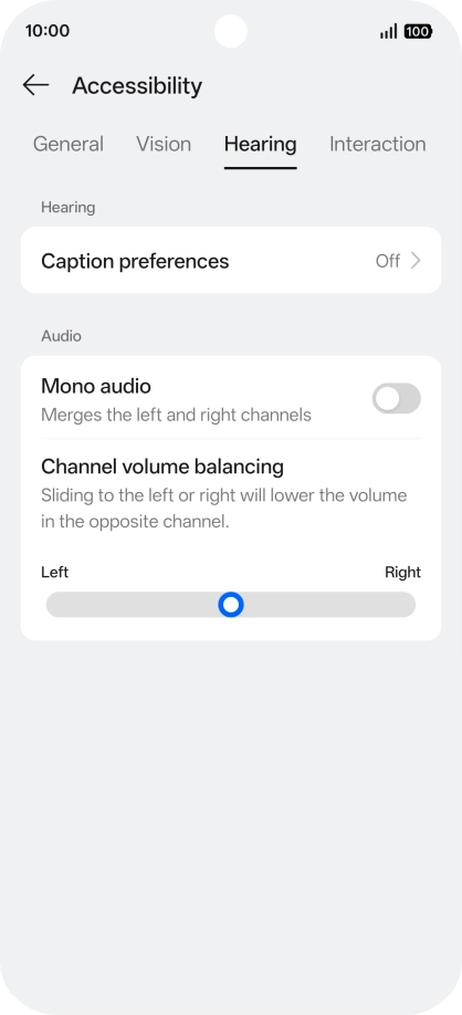 Press Hearing and follow the instructions on the screen to select the required settings.