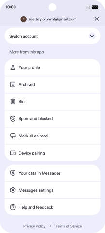 Press Messages settings.