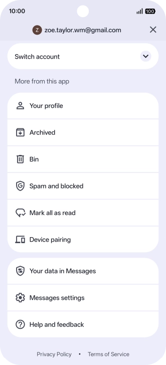 Press Messages settings.