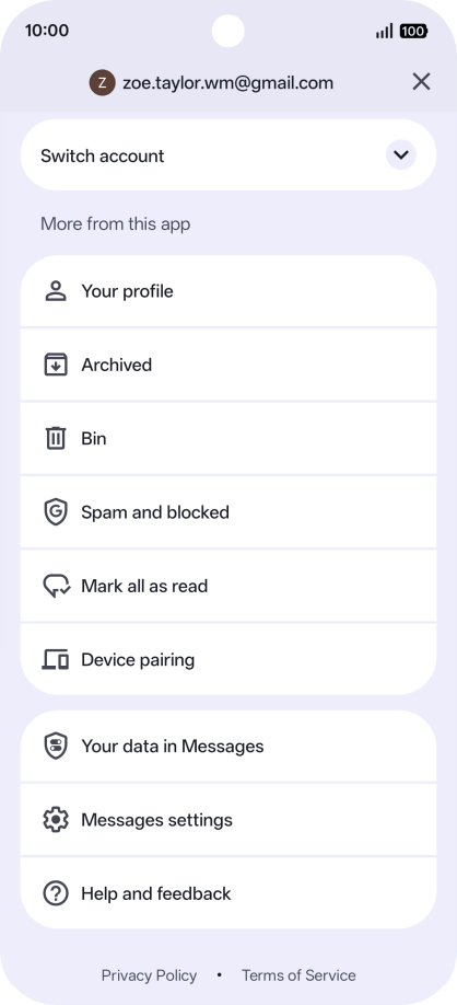 Press Messages settings.