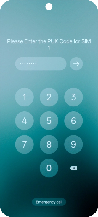 Key in the PUK and press arrow right.