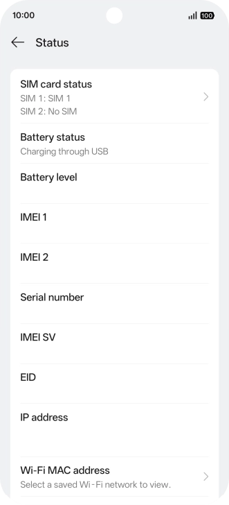 Your phone's EID number is displayed below EID.