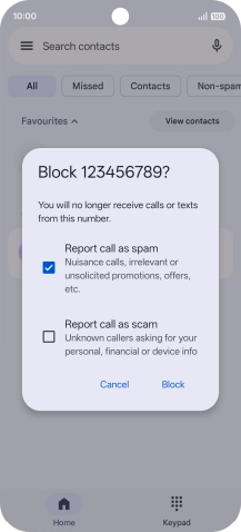 To report the number as spam, press the field next to To report the number as spam, press the field next to